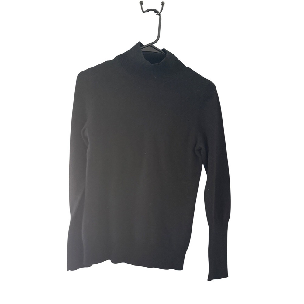 Nordstrom Collection Womens Black 100% Cashmere Mock Neck Sweater Small Pullover